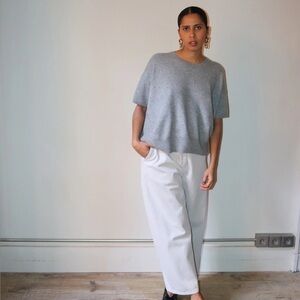 C.T. Plage Cashmere Round Half Sleeve Grey Pullover Sweater